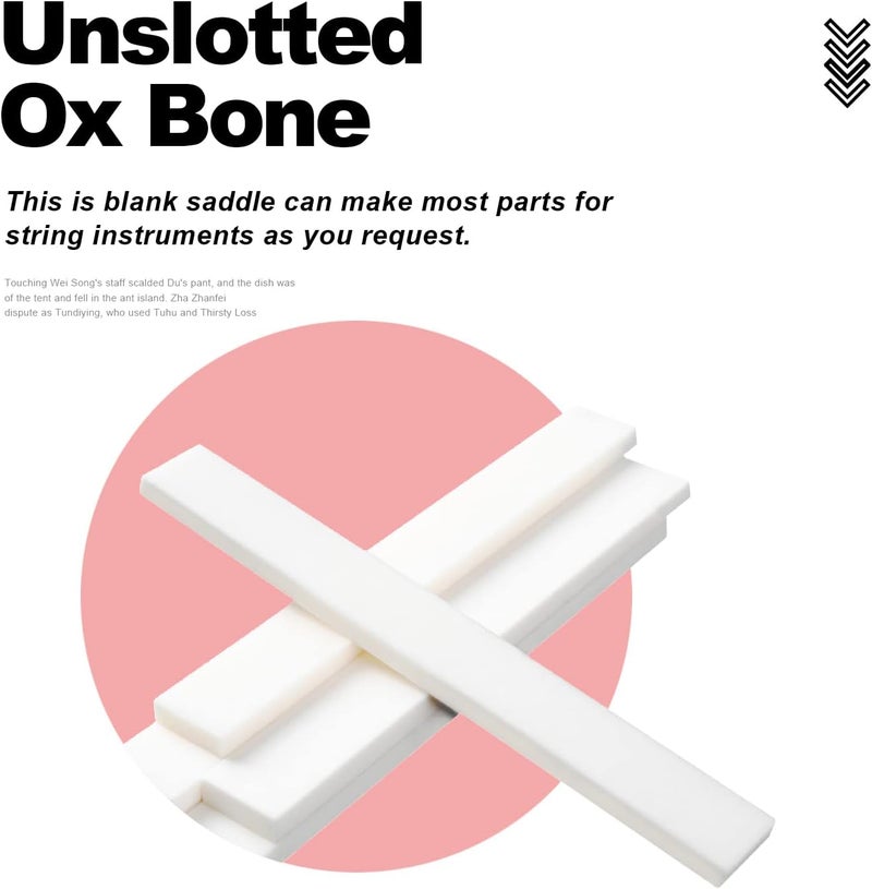 MAXCHEER 6 String Acoustic Guitar Bone Bridge Saddle and Nut Made of Real Bone with 2pcs Sandpaper(6Pcs Saddle) - Image 3